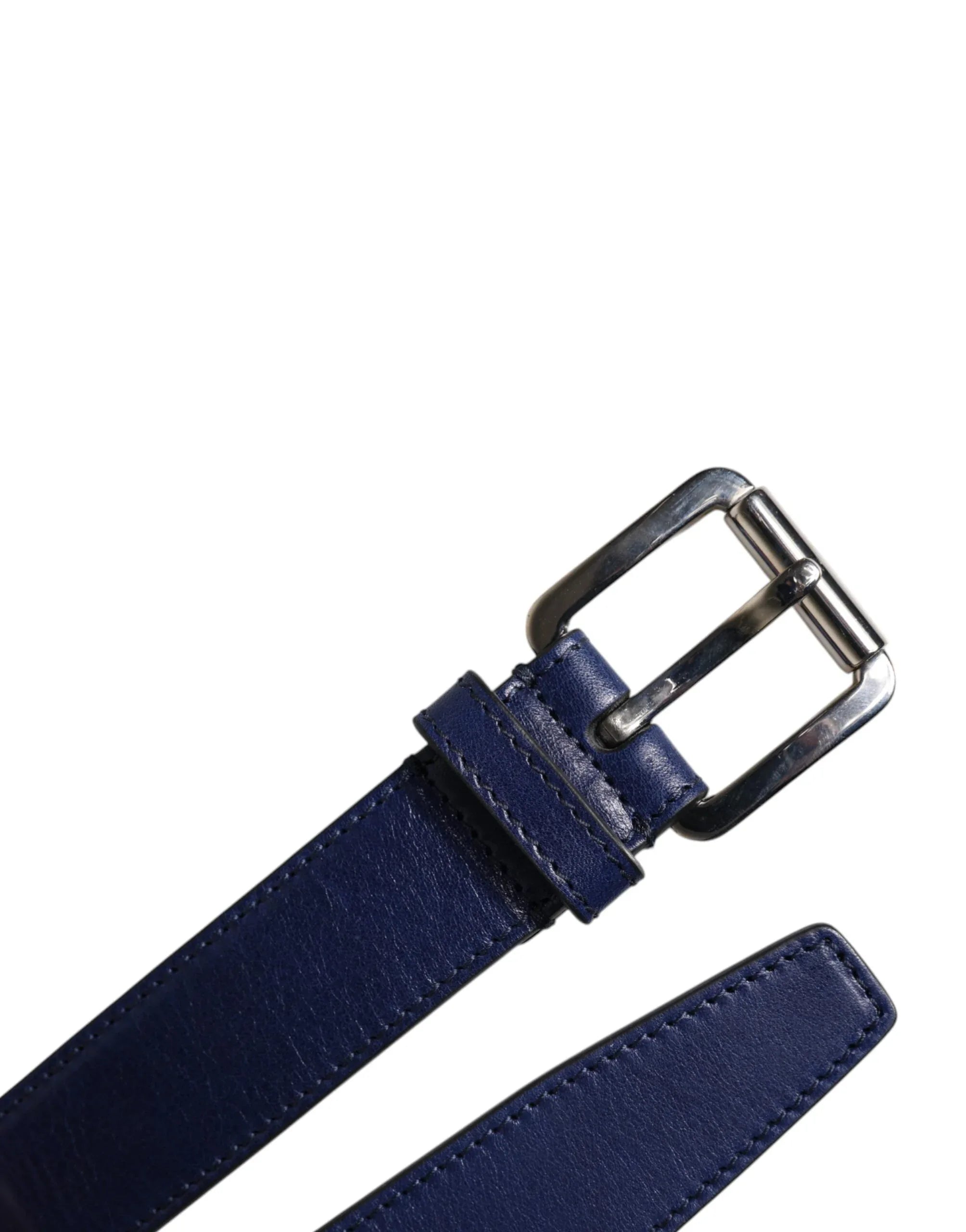 Dolce & Gabbana Blue Cotton Leather Printed Metal Buckle Belt - Zeiniez