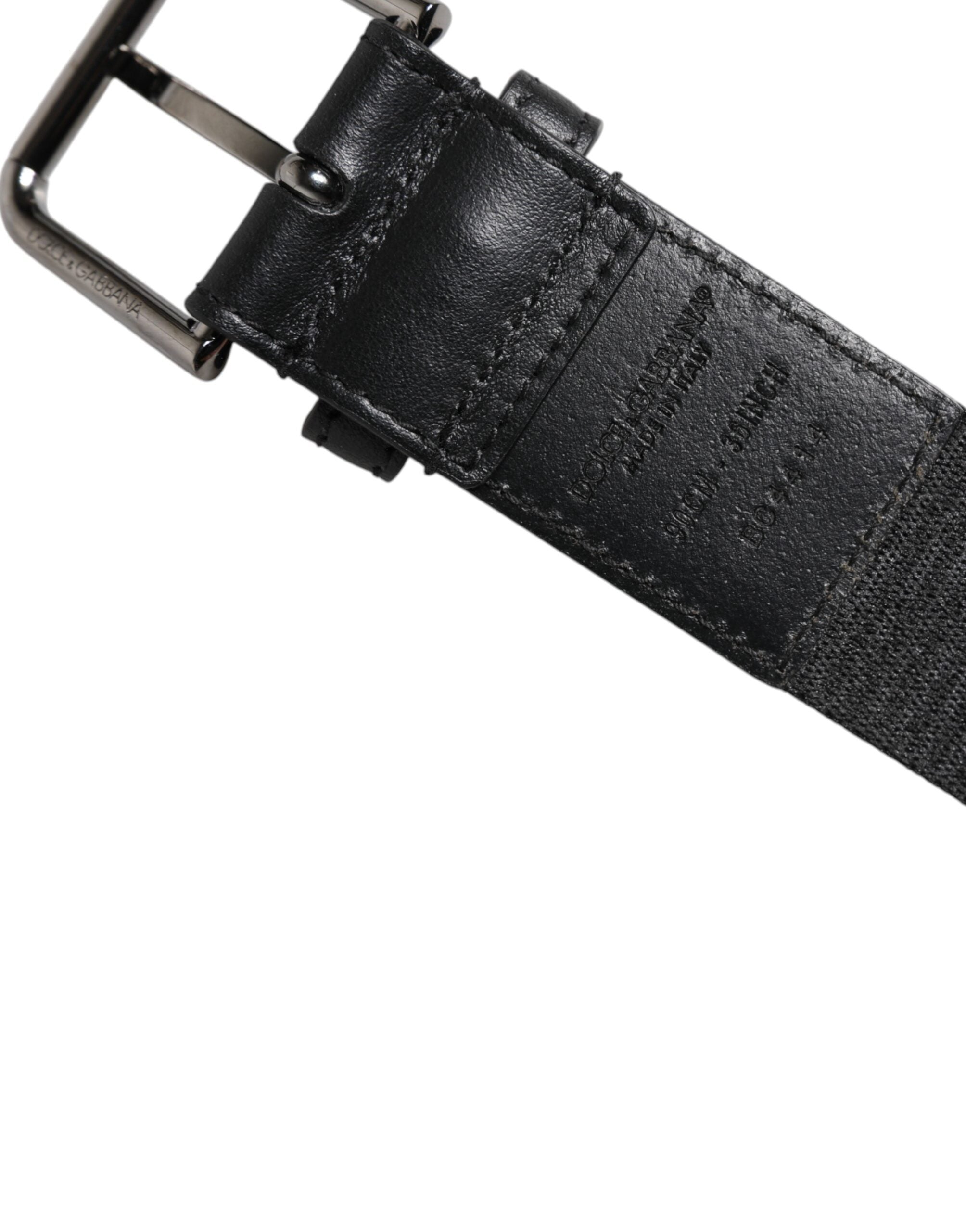 Dolce & Gabbana Black Leather Classic Metal Logo Buckle Belt - Zeiniez