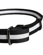 Dolce & Gabbana Black Yellow Logo Striped Metal Buckle Belt - Zeiniez