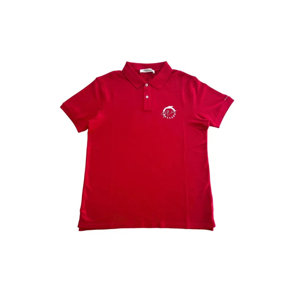 Trussardi Beachwear Red Cotton Men Polo Shirt - Zeiniez