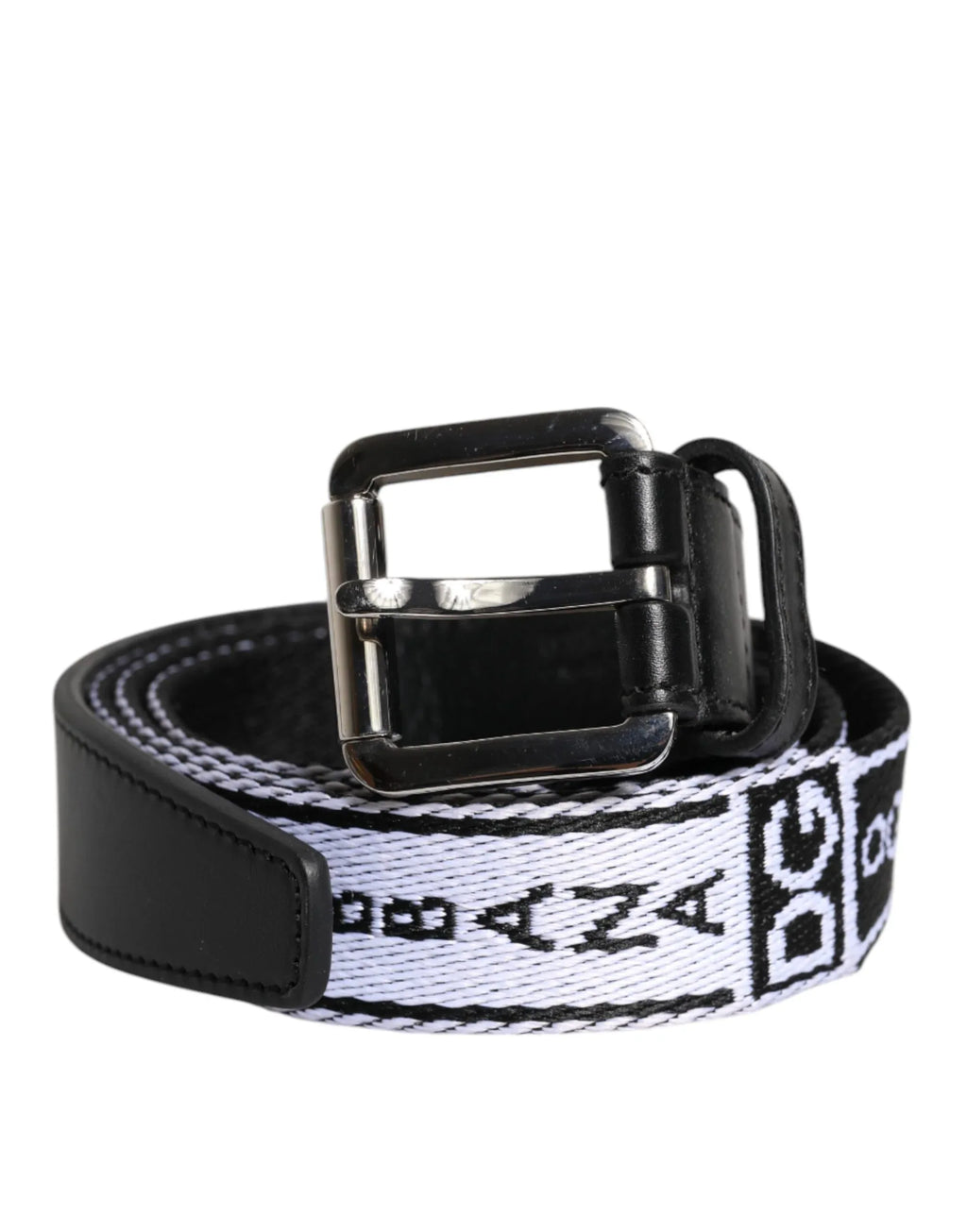 Dolce & Gabbana Black White Printed Metal Logo Buckle Belt - Zeiniez