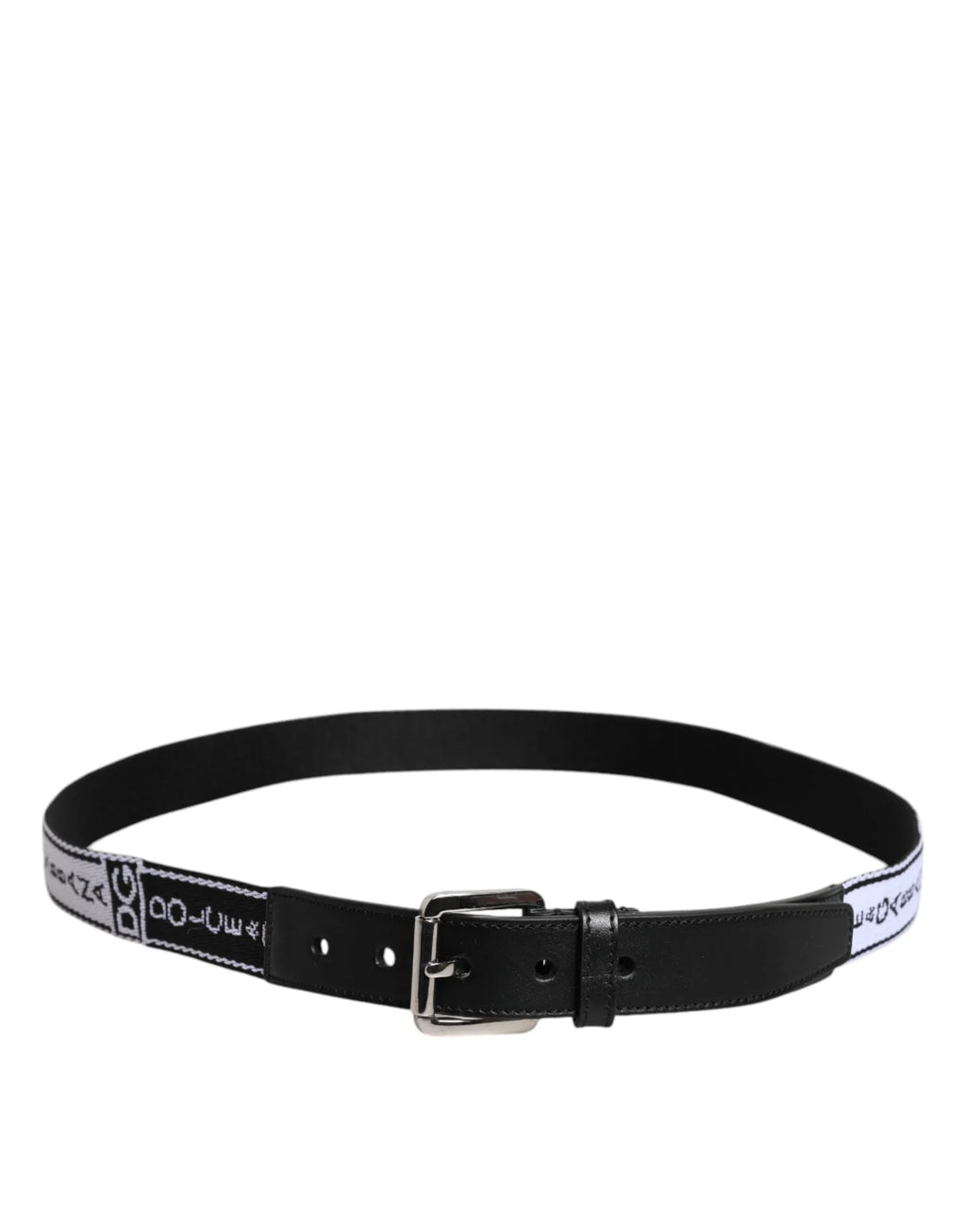 Dolce & Gabbana Black White Printed Metal Logo Buckle Belt - Zeiniez
