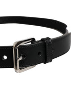 Dolce & Gabbana Black White Printed Metal Logo Buckle Belt - Zeiniez