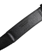 Dolce & Gabbana Black White Printed Metal Logo Buckle Belt