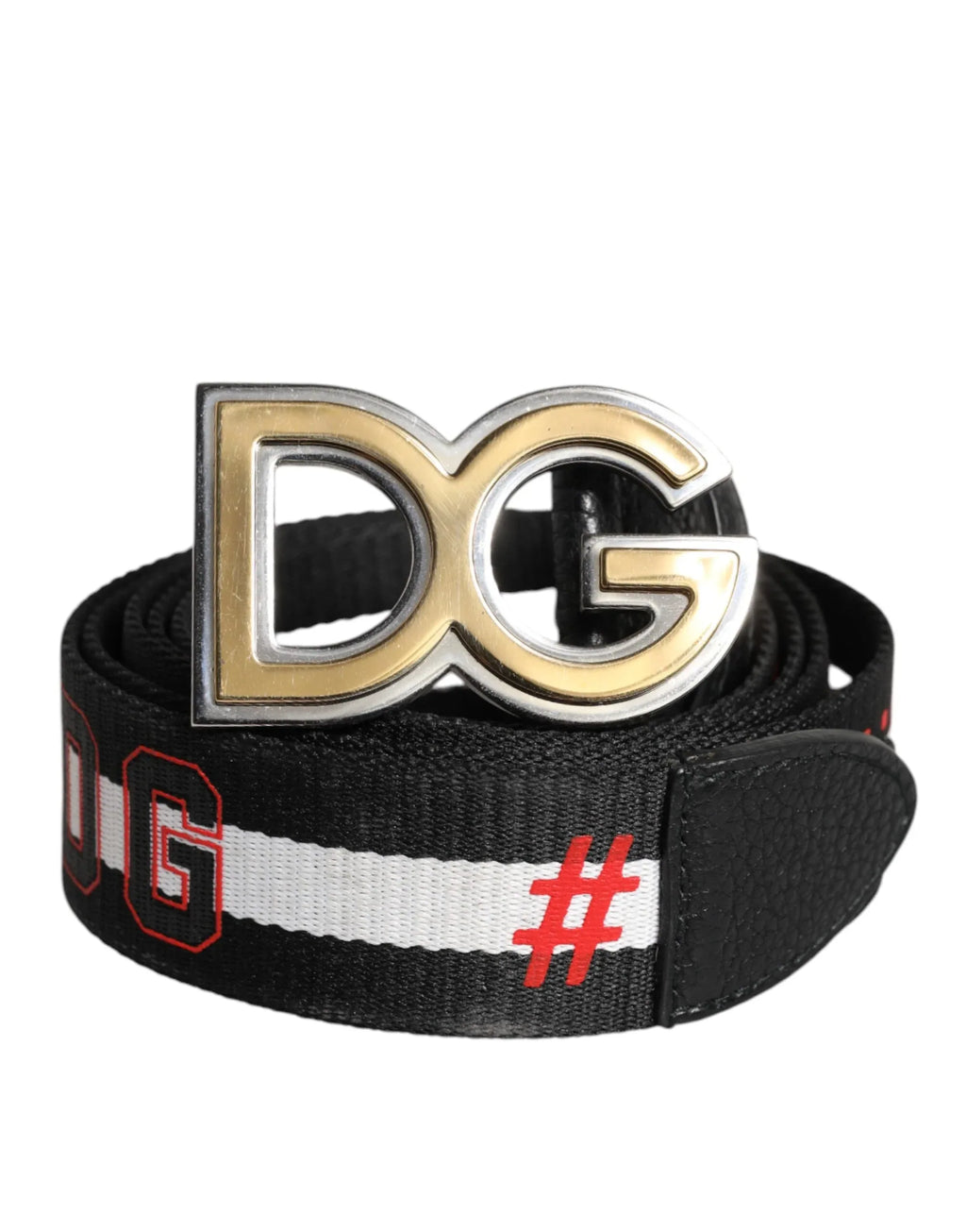 Dolce & Gabbana Black White Printed Metal Logo Buckle Belt - Zeiniez