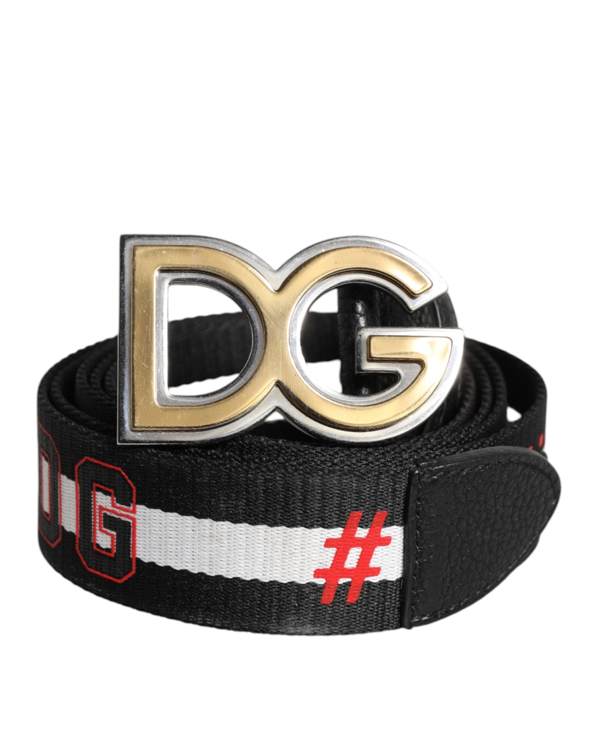 Dolce & Gabbana Black White Printed Metal Logo Buckle Belt - Zeiniez