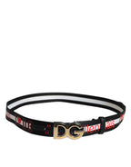 Dolce & Gabbana Black White Printed Metal Logo Buckle Belt - Zeiniez
