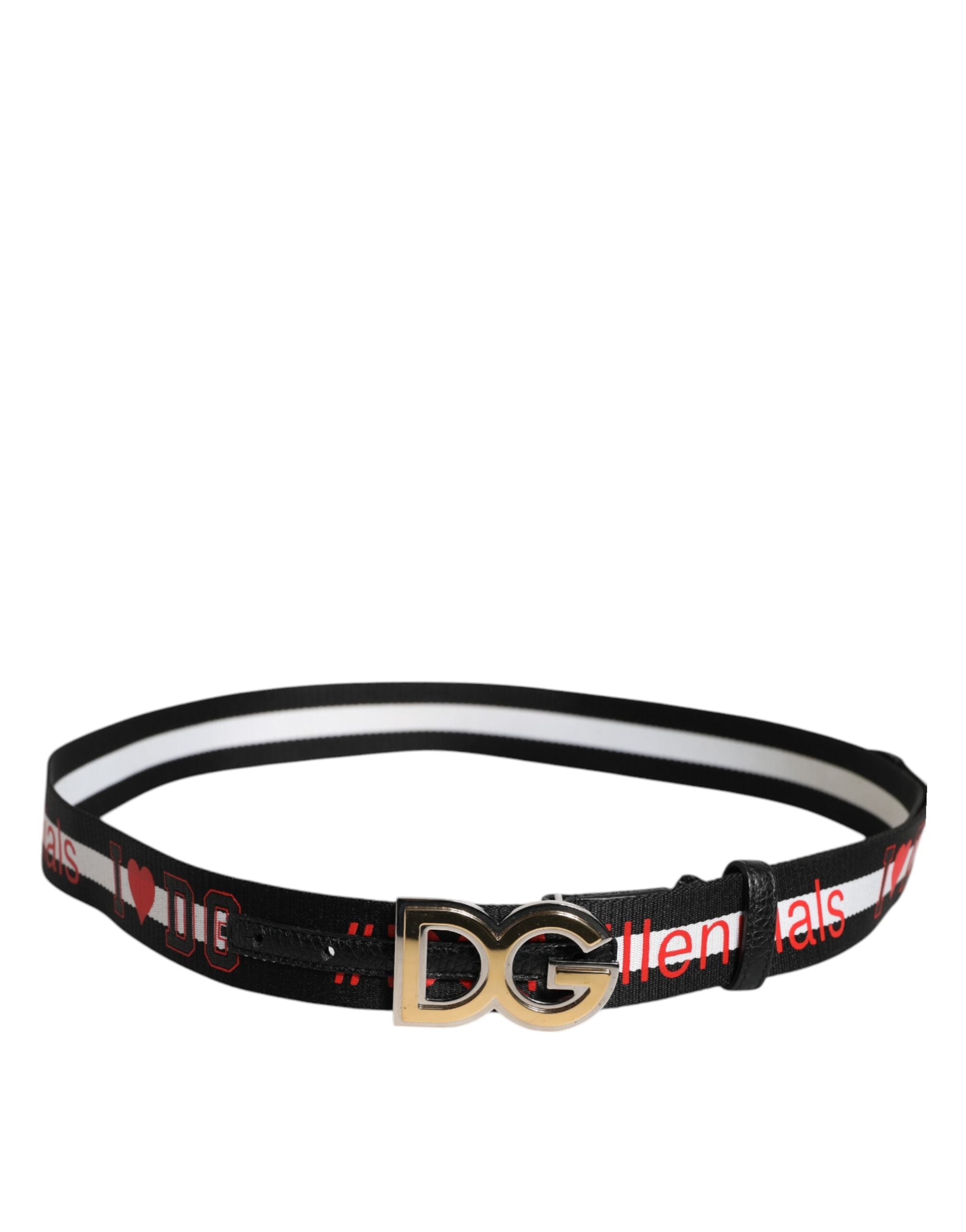 Dolce & Gabbana Black White Printed Metal Logo Buckle Belt - Zeiniez