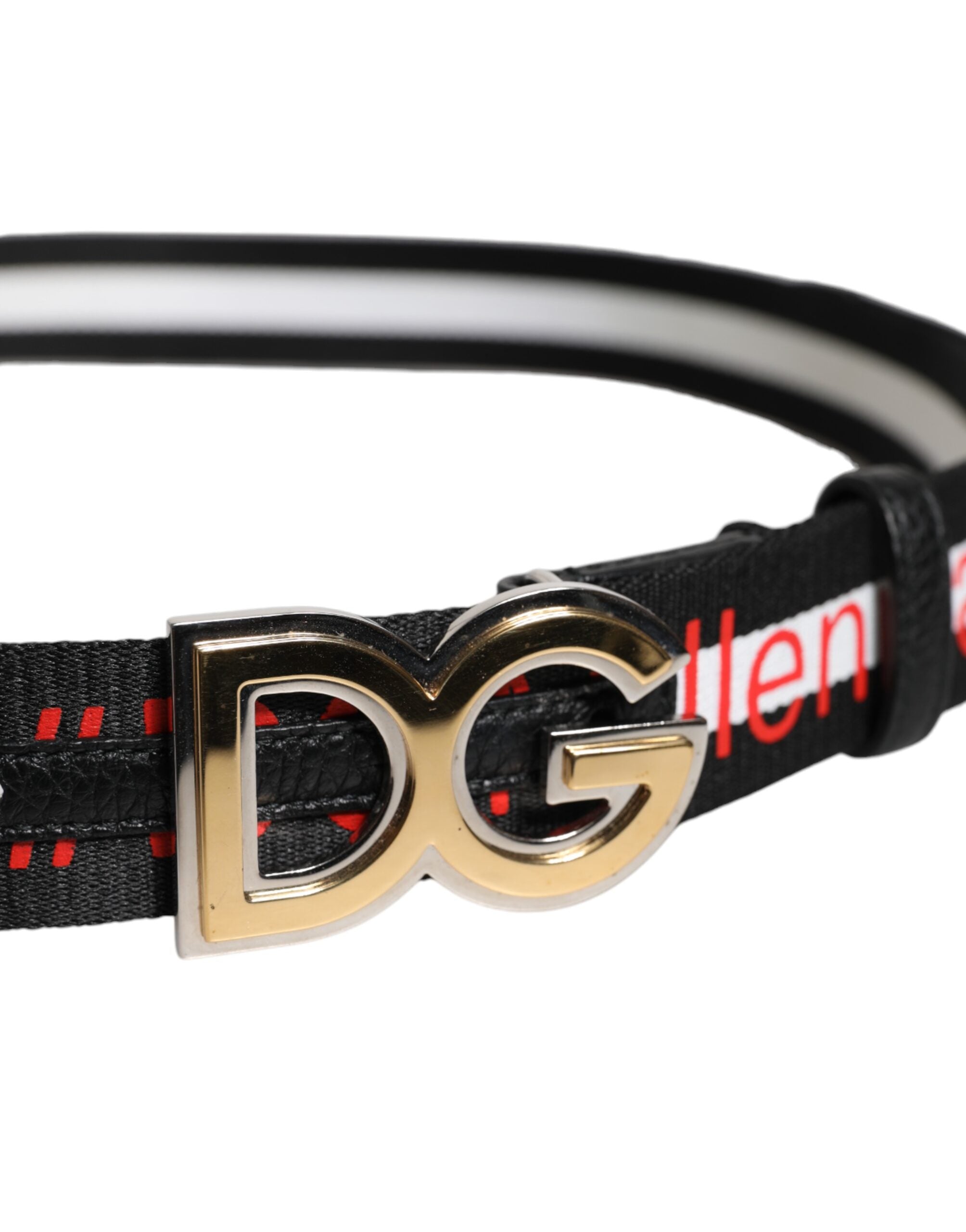 Dolce & Gabbana Black White Printed Metal Logo Buckle Belt - Zeiniez