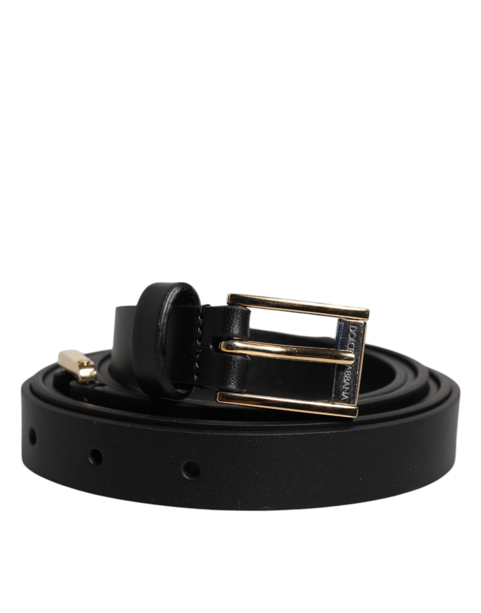Dolce & Gabbana Black Calfskin Classic Metal Logo Buckle Belt - Zeiniez