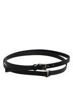 Dolce & Gabbana Black Calfskin Classic Metal Logo Buckle Belt - Zeiniez
