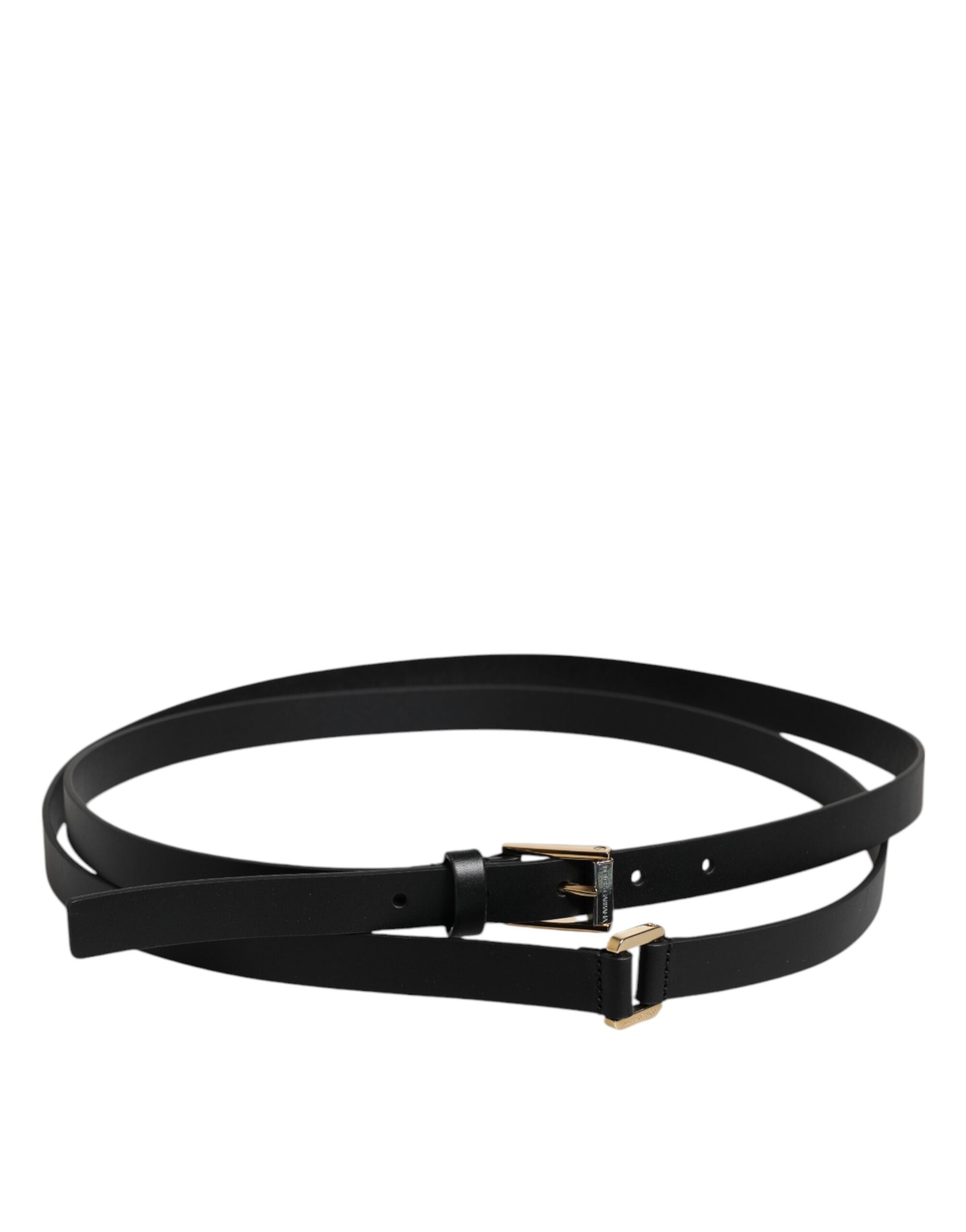 Dolce & Gabbana Black Calfskin Classic Metal Logo Buckle Belt - Zeiniez