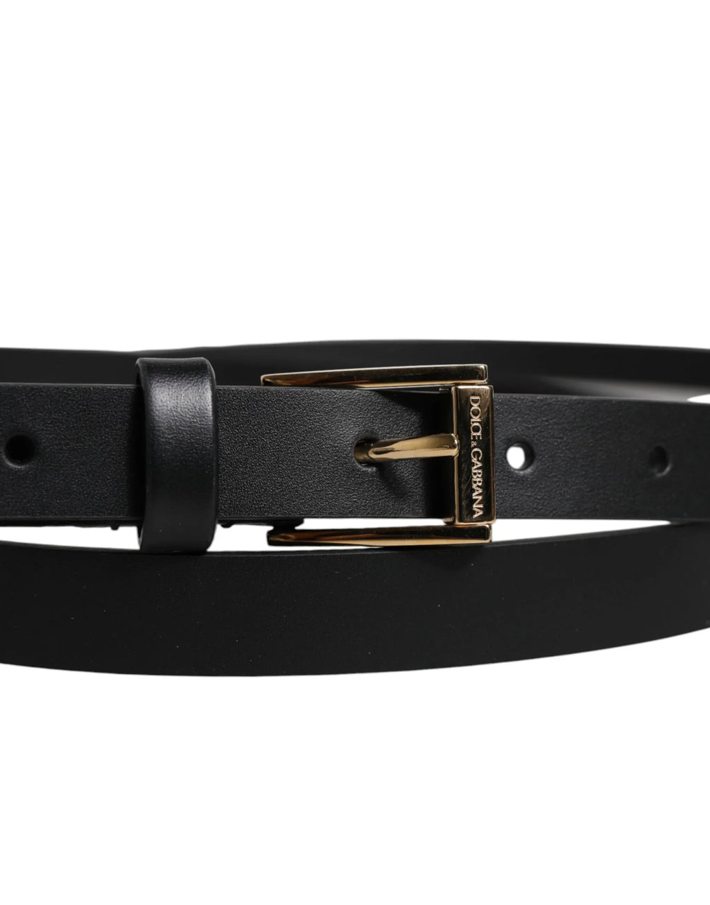 Dolce & Gabbana Black Calfskin Classic Metal Logo Buckle Belt - Zeiniez