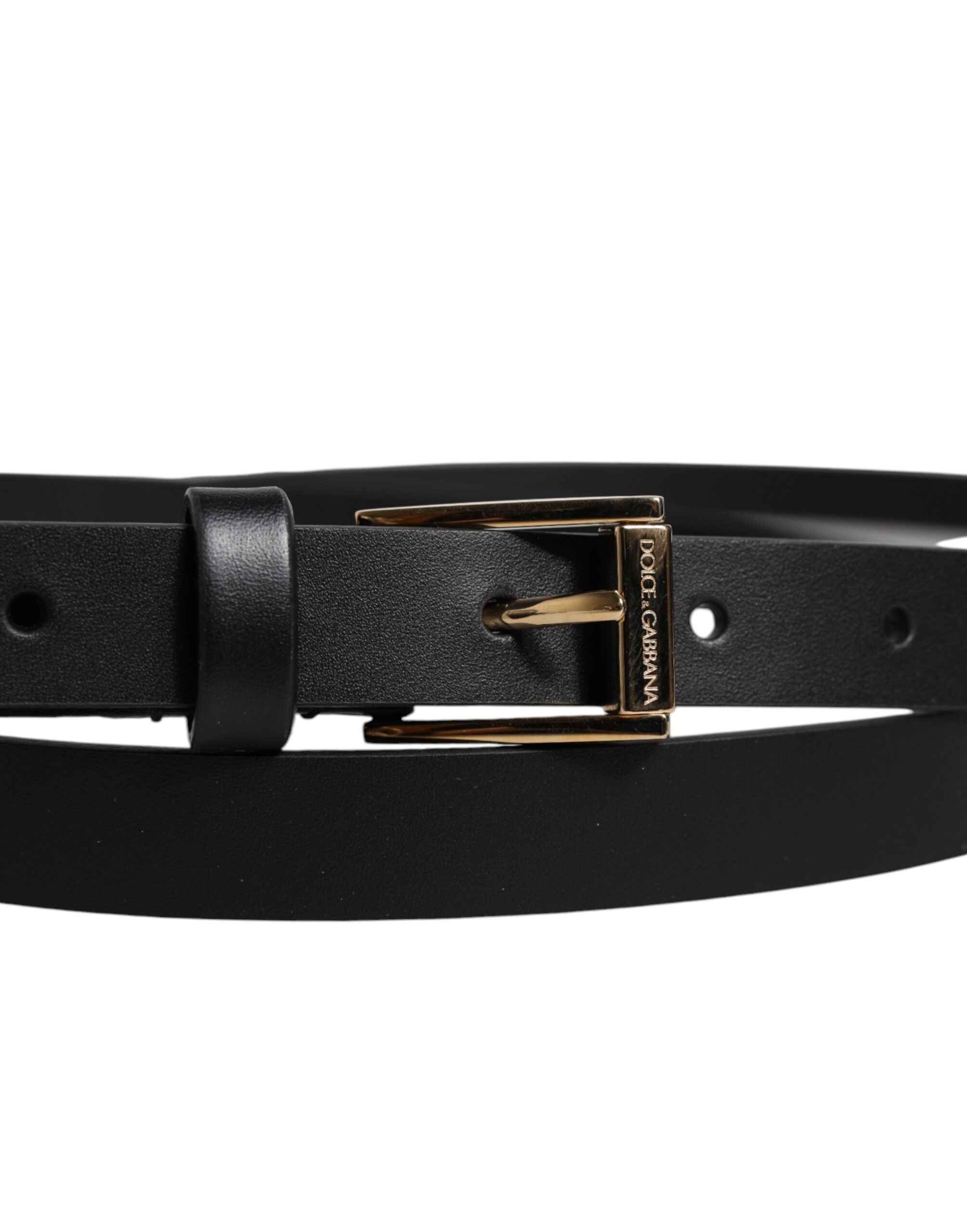 Dolce & Gabbana Black Calfskin Classic Metal Logo Buckle Belt - Zeiniez