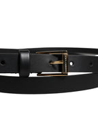 Dolce & Gabbana Black Calfskin Classic Metal Logo Buckle Belt
