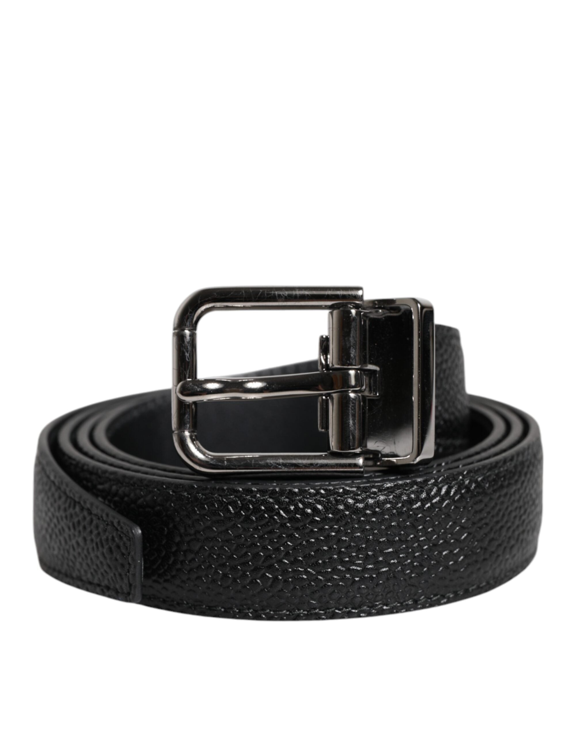 Dolce & Gabbana Black Calf Leather Classic Metal Buckle Belt - Zeiniez