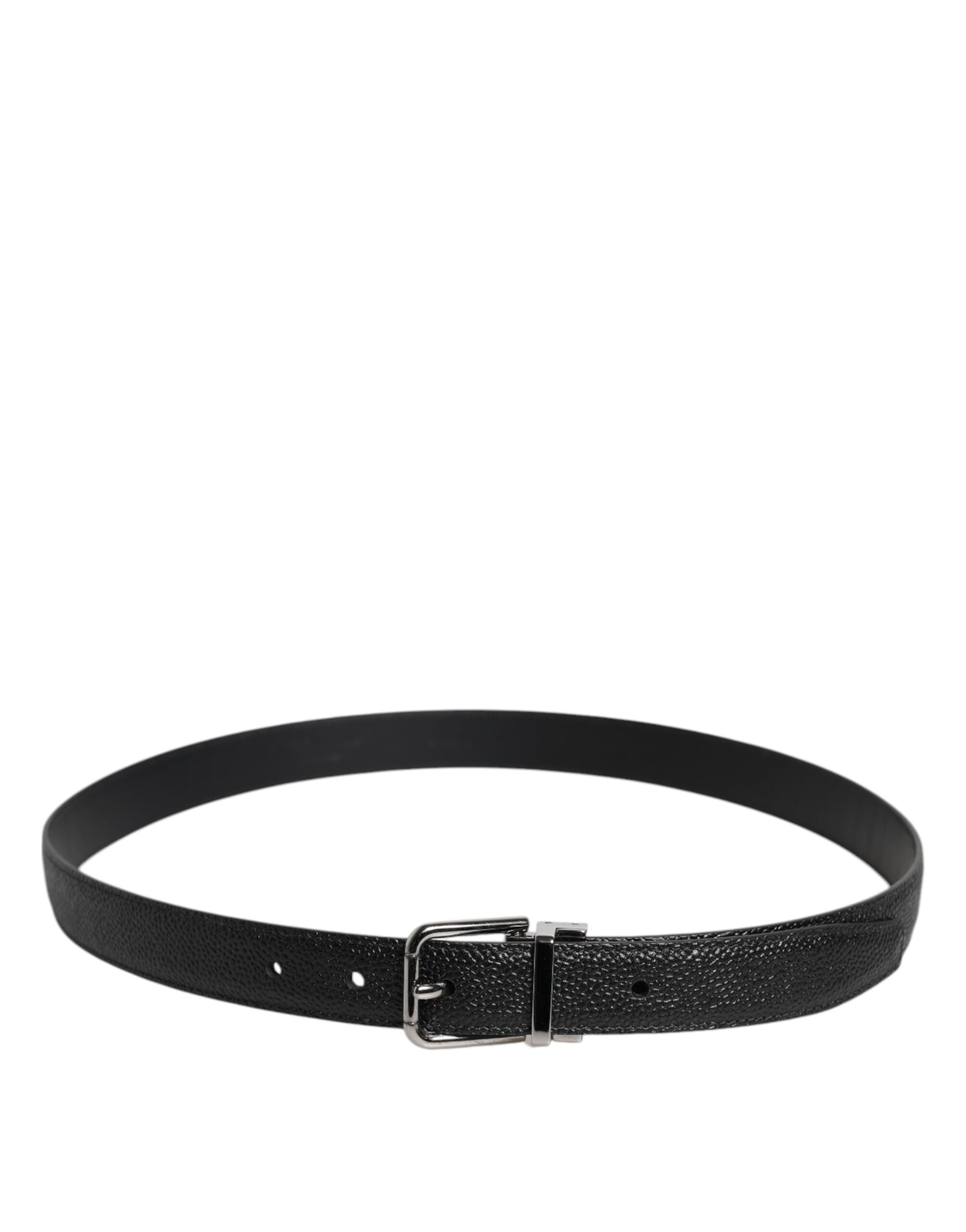 Dolce & Gabbana Black Calf Leather Classic Metal Buckle Belt - Zeiniez