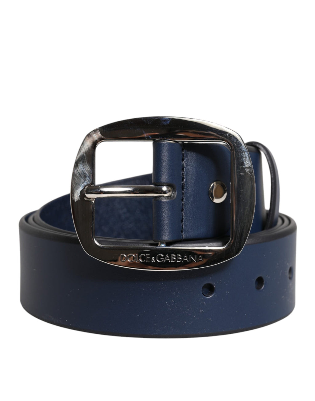 Dolce & Gabbana Blue Calf Leather Classic Metal Buckle Belt - Zeiniez
