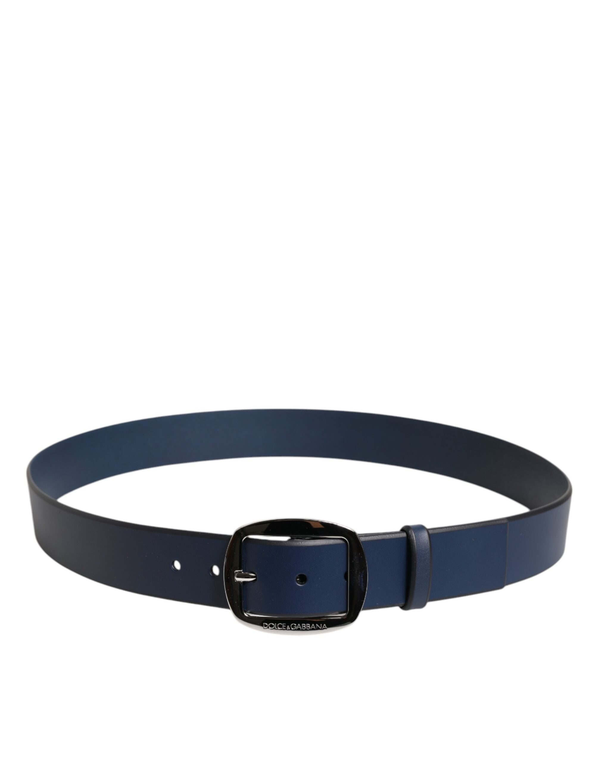 Dolce & Gabbana Blue Calf Leather Classic Metal Buckle Belt - Zeiniez