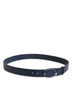 Dolce & Gabbana Blue Leather Classic Metal Logo Buckle Belt - Zeiniez