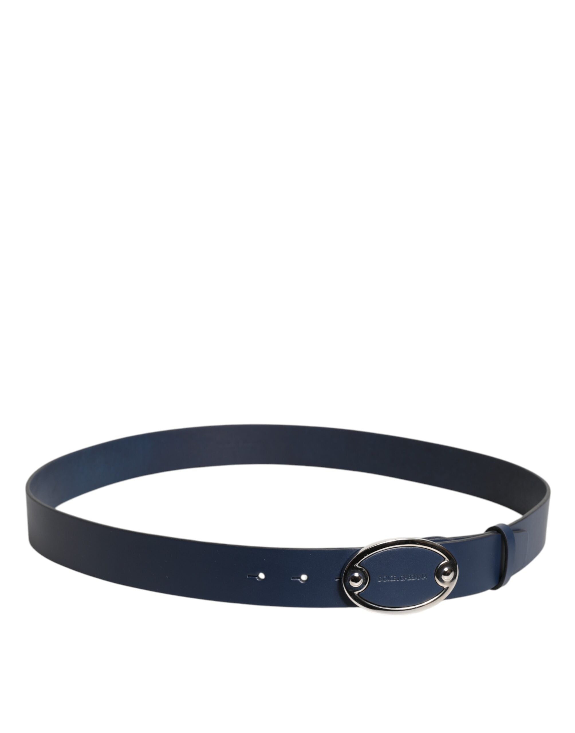 Dolce & Gabbana Blue Leather Classic Metal Logo Buckle Belt - Zeiniez