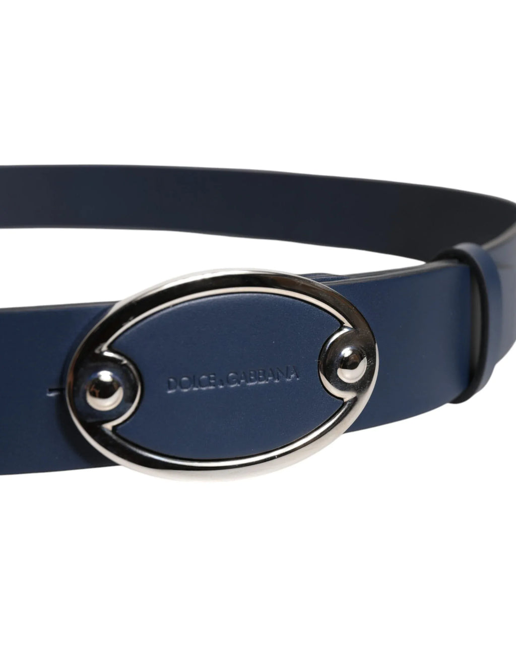 Dolce & Gabbana Blue Leather Classic Metal Logo Buckle Belt - Zeiniez