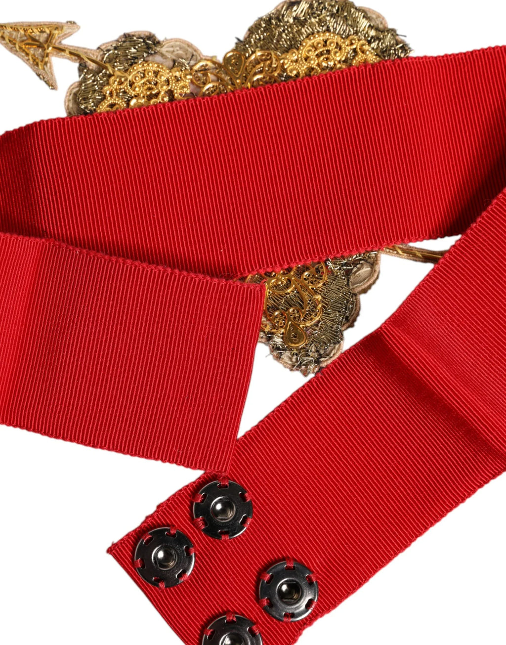 Dolce & Gabbana Red Stretch Wide Waist Heart Embellished Belt - Zeiniez