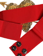 Dolce & Gabbana Red Stretch Wide Waist Heart Embellished Belt - Zeiniez