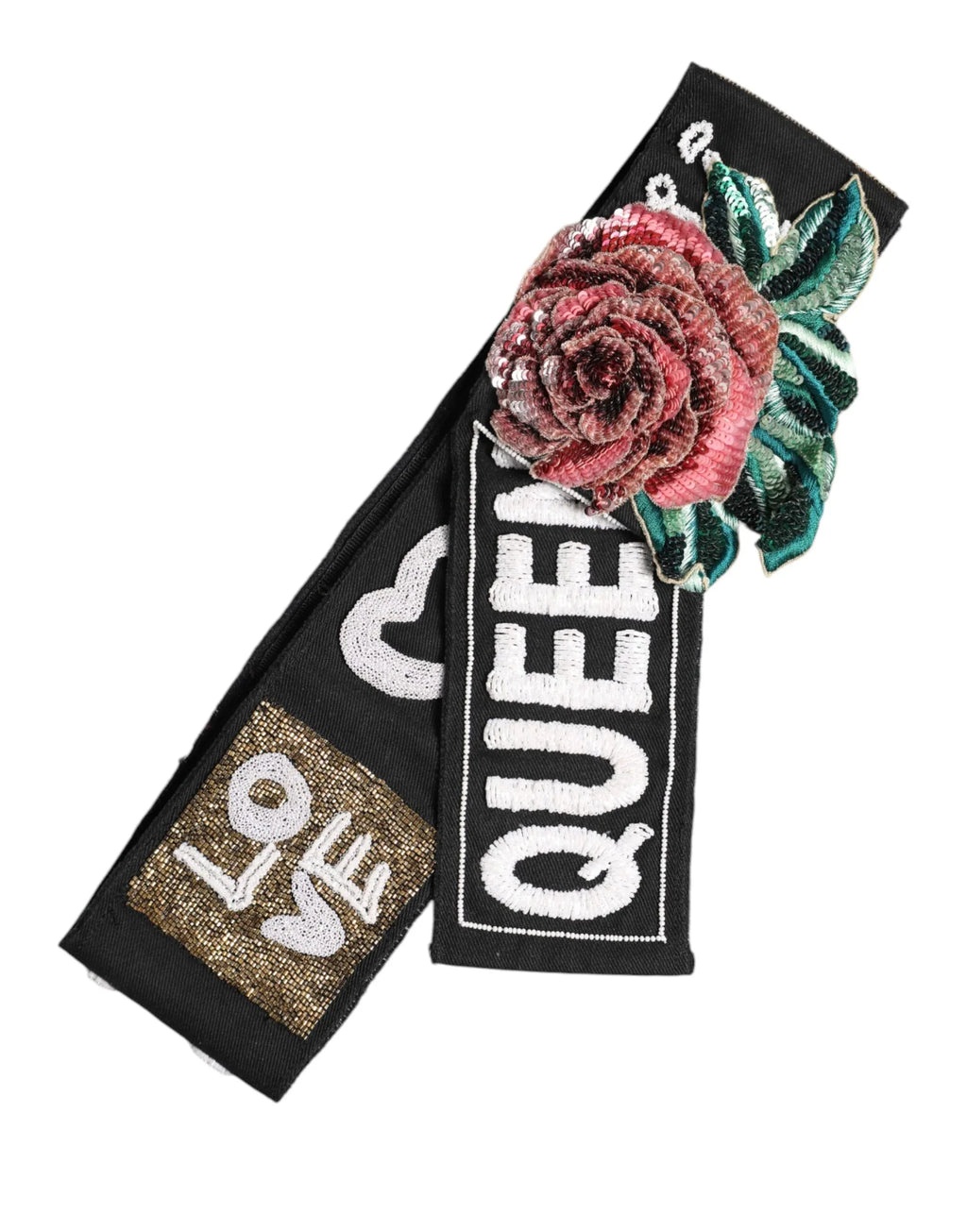 Dolce & Gabbana Black Stretch Multicolor Embellished Waist Belt - Zeiniez