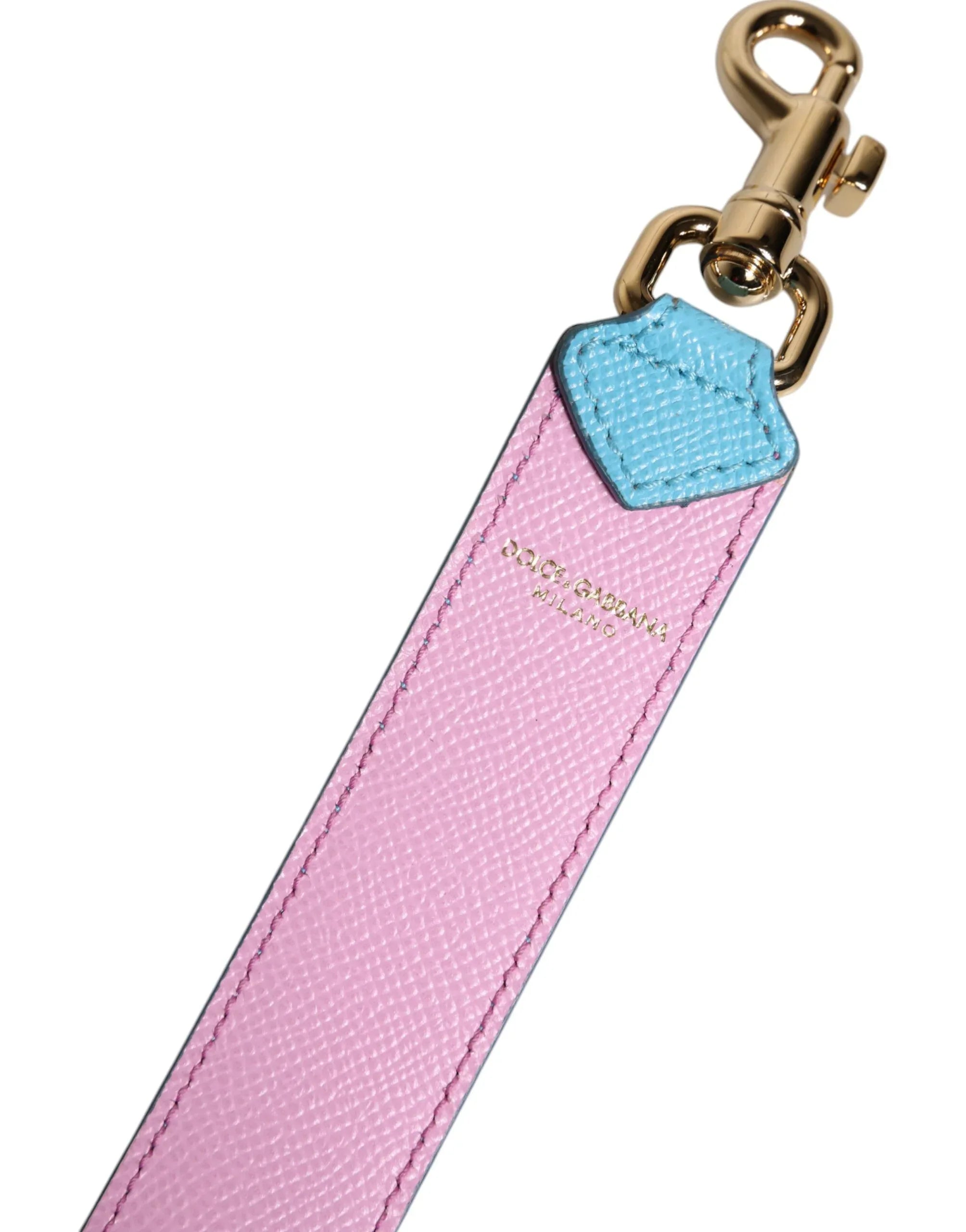 Dolce & Gabbana Pink Blue Leather Handle Bag Shoulder Strap - Zeiniez