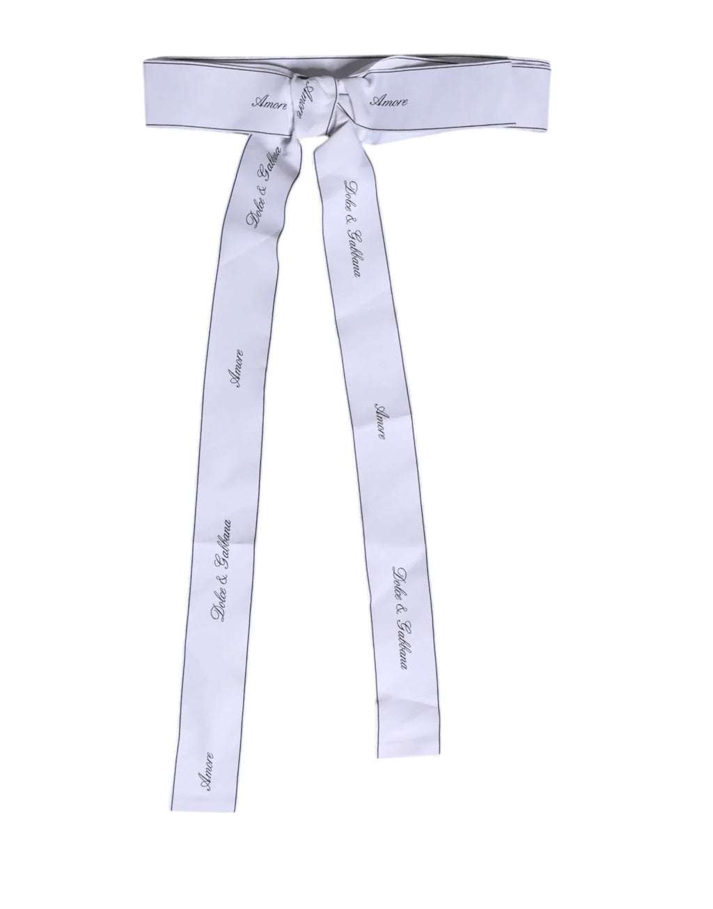 Dolce & Gabbana White Waist Ribbon Wide Bow Logo Belt - Zeiniez
