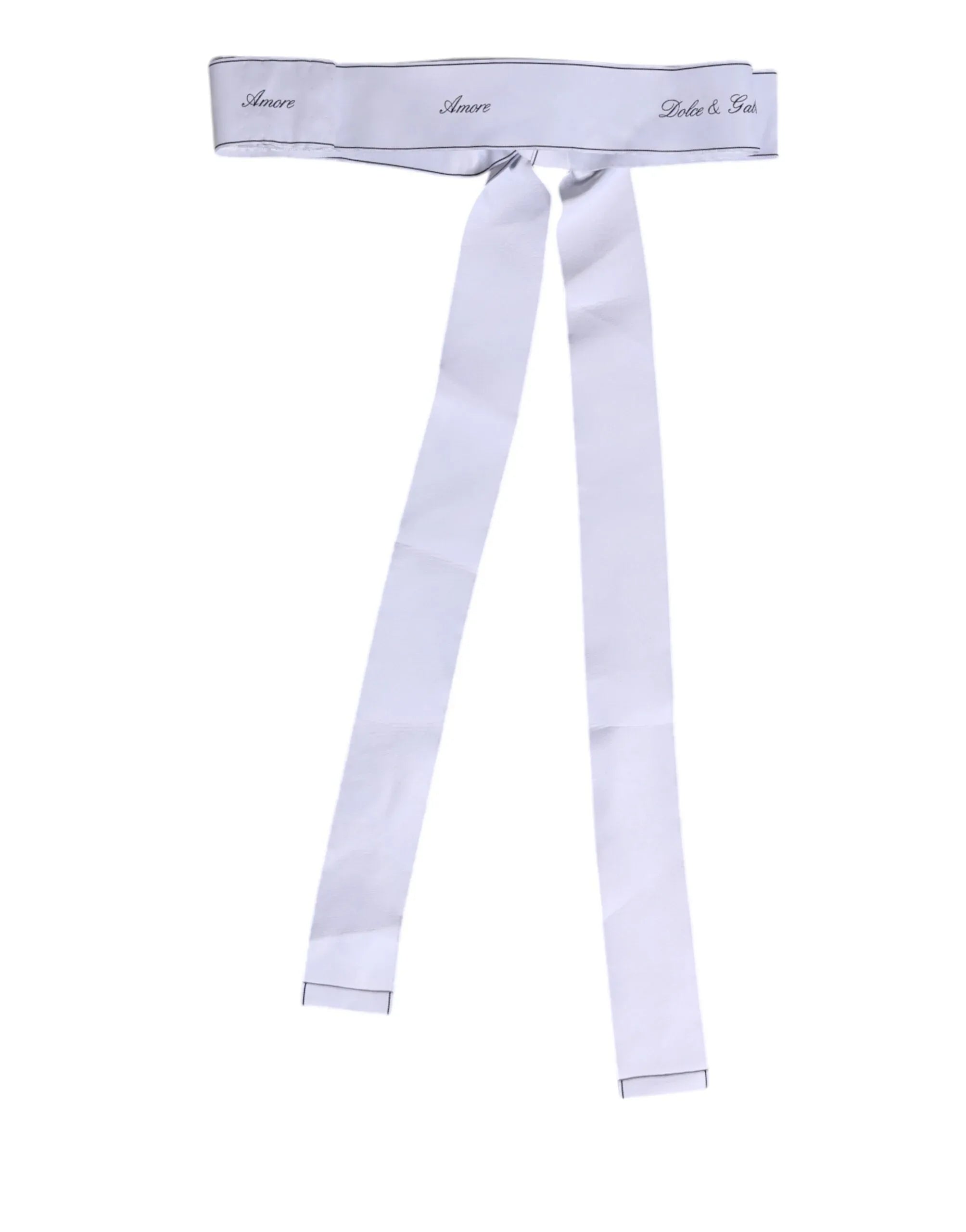 Dolce & Gabbana White Waist Ribbon Wide Bow Logo Belt - Zeiniez