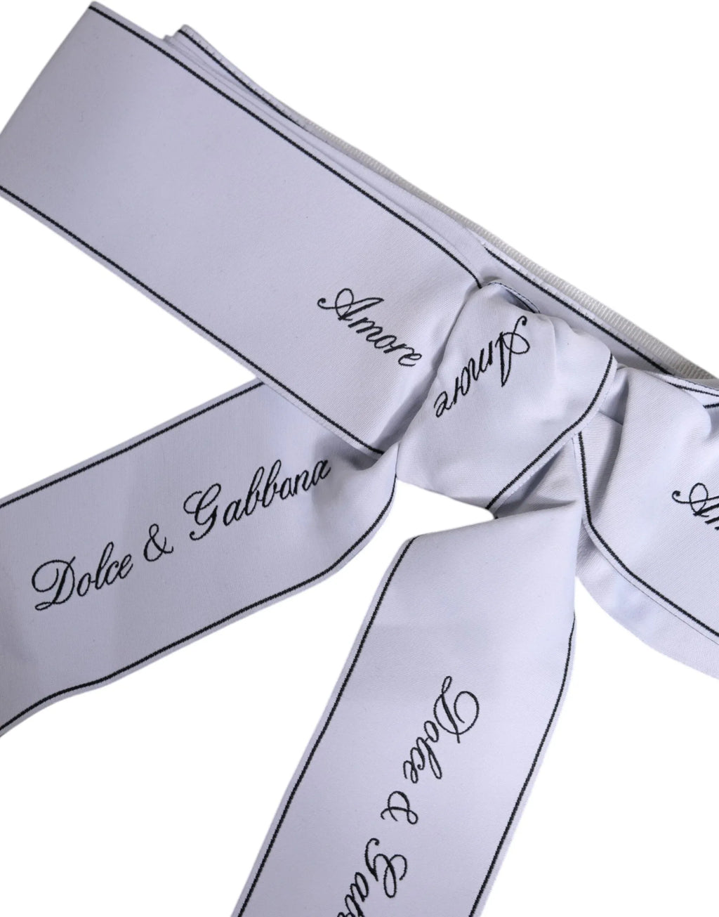 Dolce & Gabbana White Waist Ribbon Wide Bow Logo Belt - Zeiniez