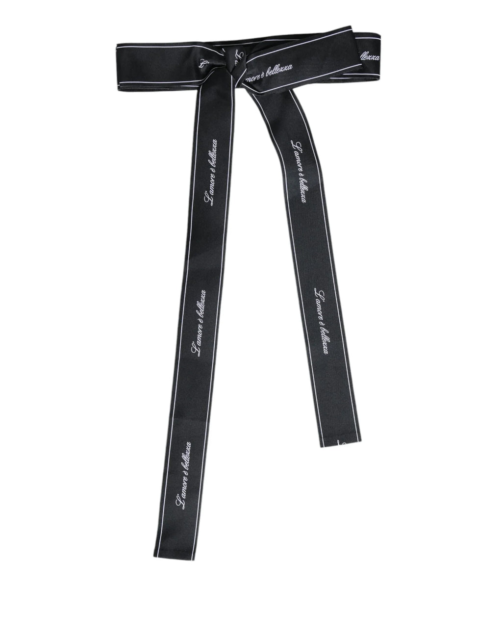 Dolce & Gabbana Black Waist Ribbon Wide Bow Logo Belt - Zeiniez