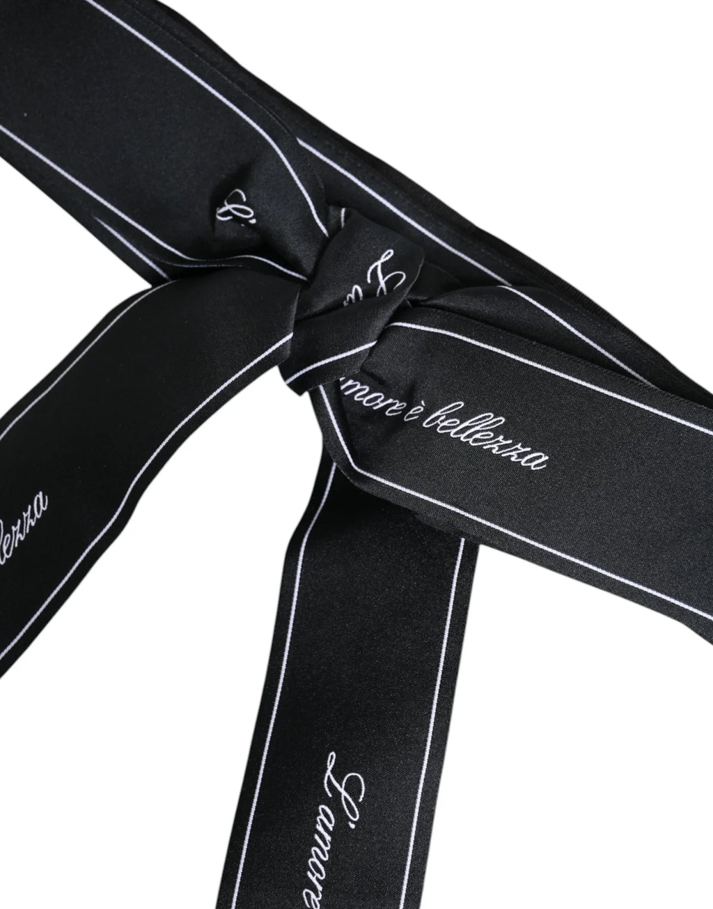 Dolce & Gabbana Black Waist Ribbon Wide Bow Logo Belt - Zeiniez