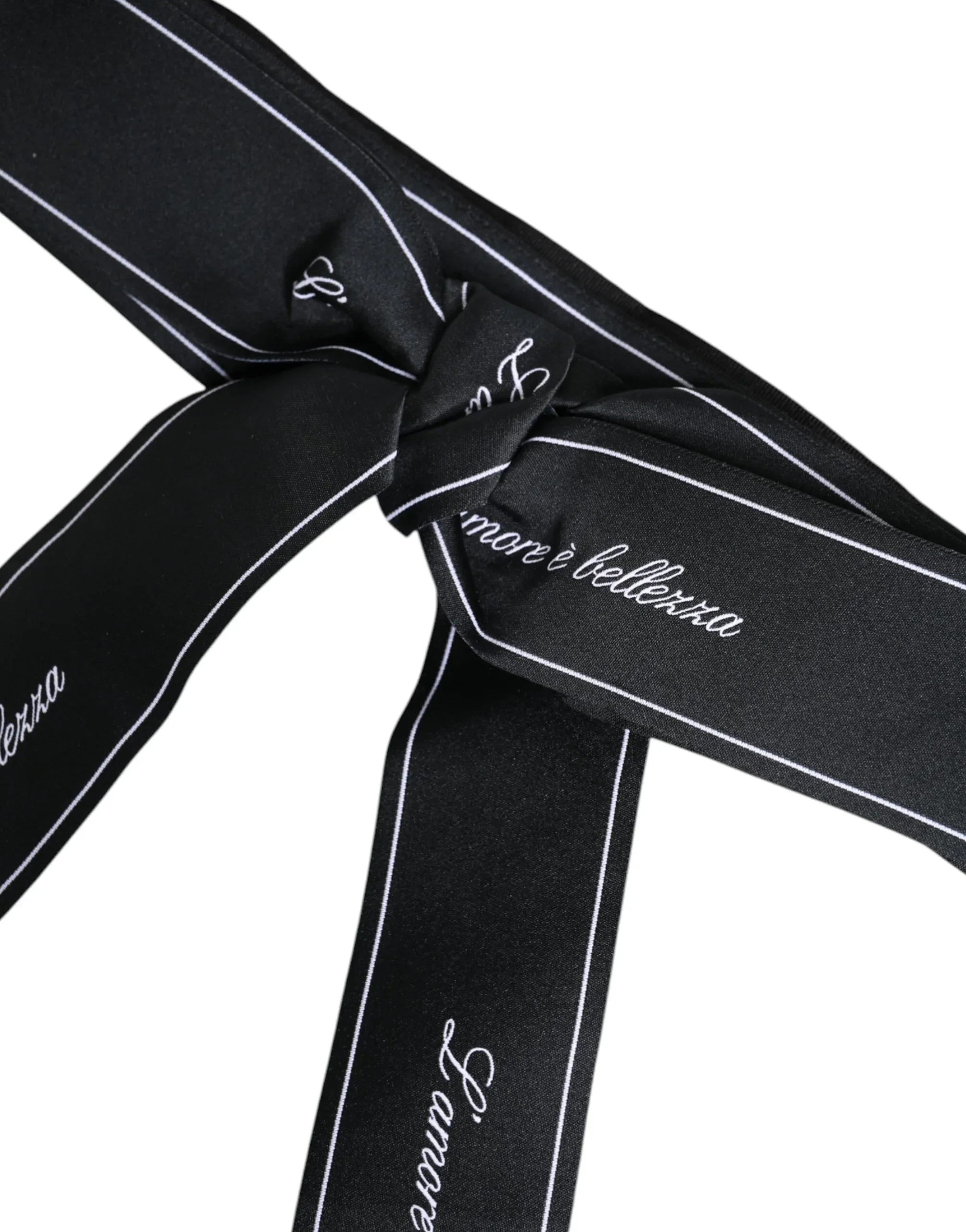 Dolce & Gabbana Black Waist Ribbon Wide Bow Logo Belt - Zeiniez