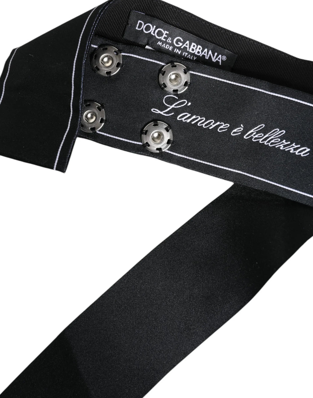 Dolce & Gabbana Black Waist Ribbon Wide Bow Logo Belt - Zeiniez