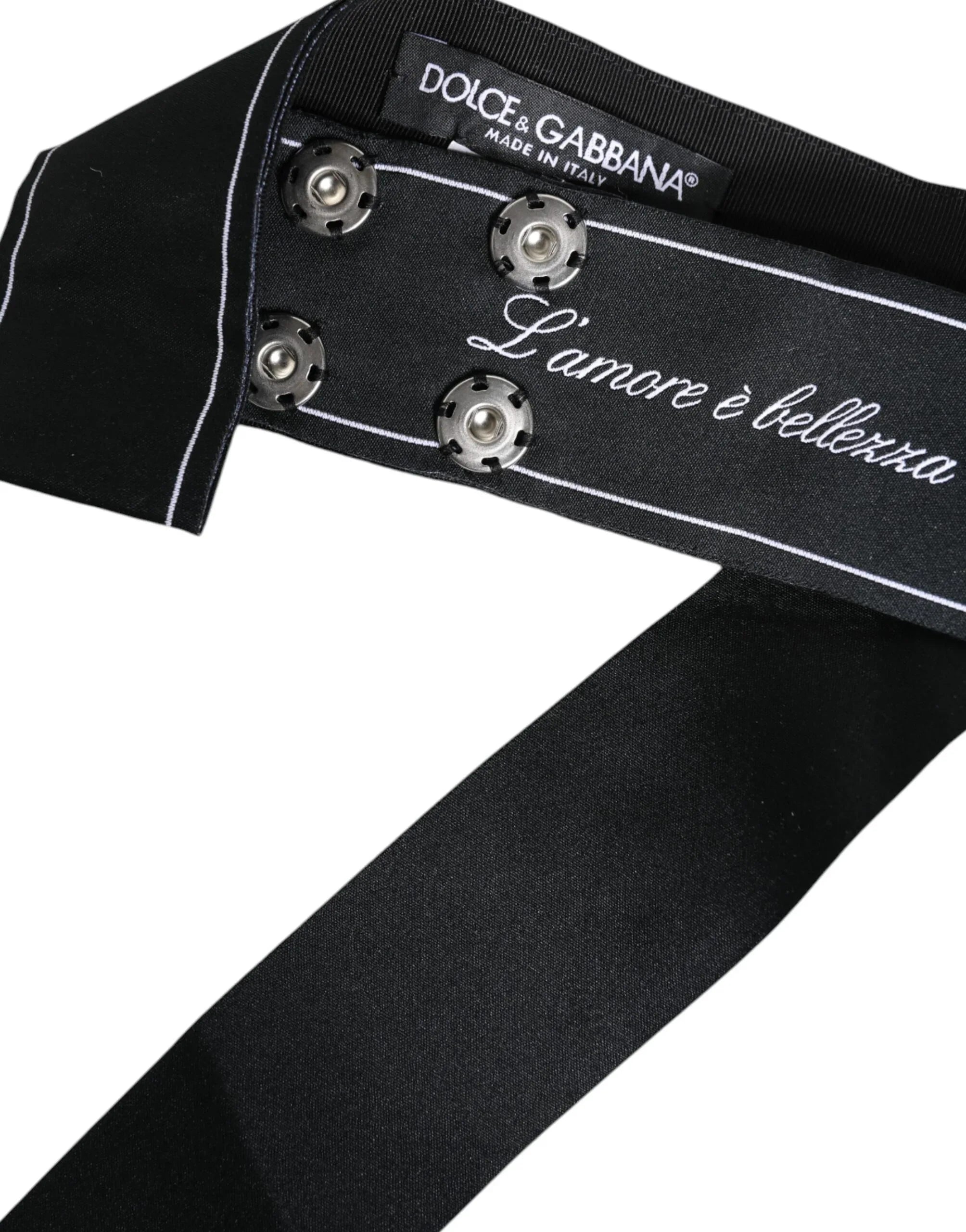 Dolce & Gabbana Black Waist Ribbon Wide Bow Logo Belt - Zeiniez