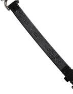 Dolce & Gabbana Black Leather Daisy Crystal Embellish Waist Belt - Zeiniez