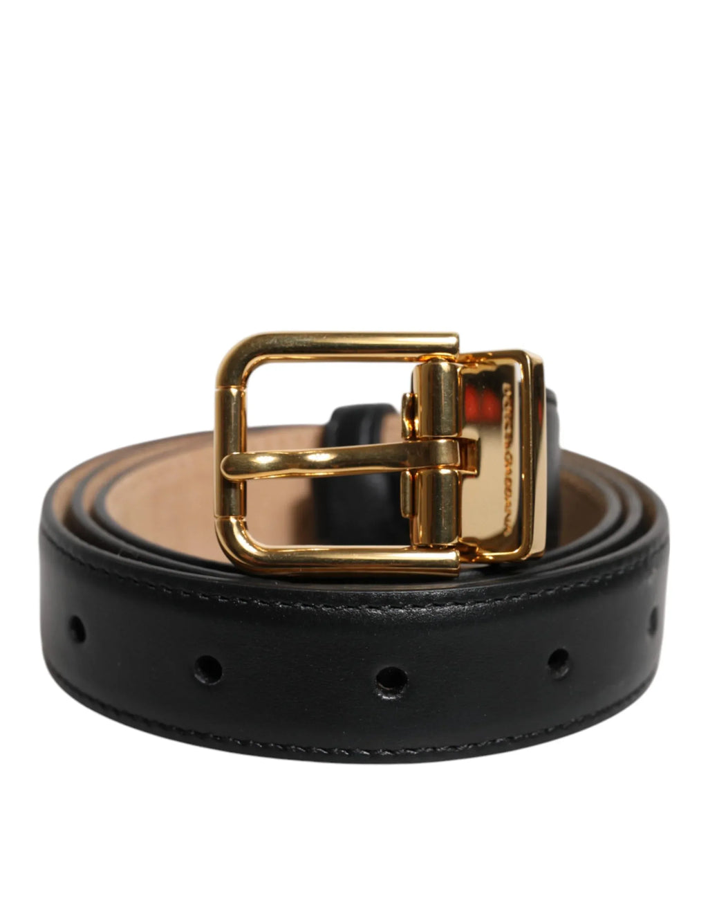Dolce & Gabbana Black Leather Logo Metal Waist Buckle Belt - Zeiniez