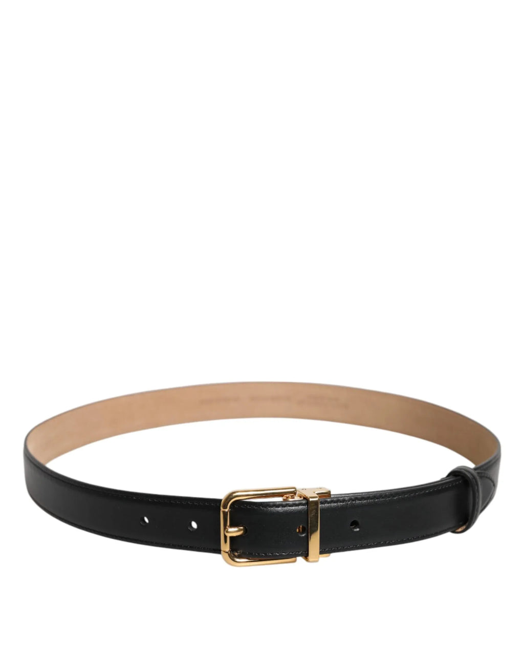 Dolce & Gabbana Black Leather Logo Metal Waist Buckle Belt - Zeiniez