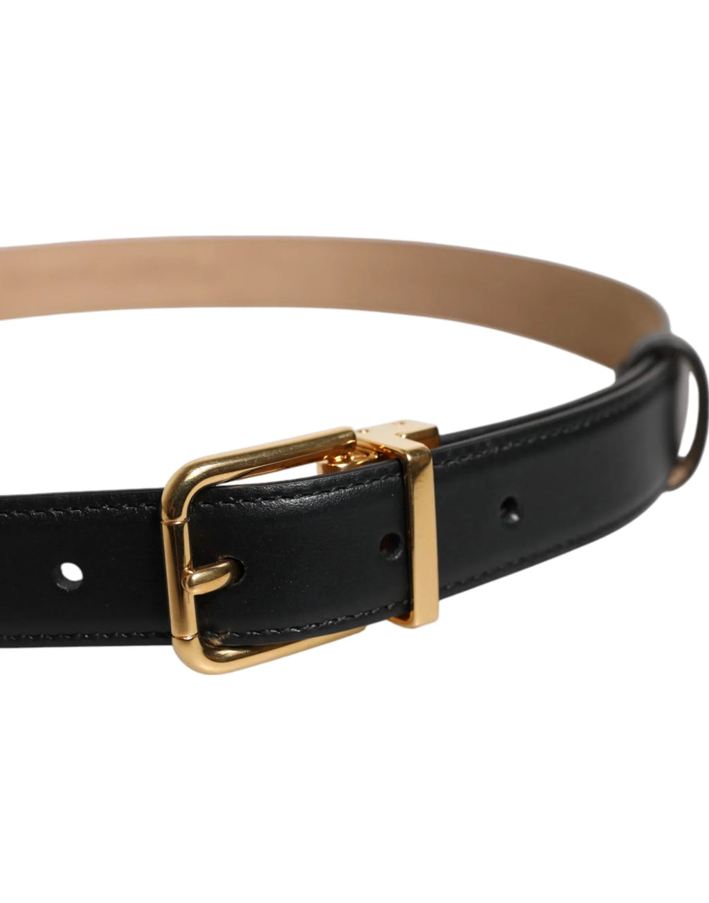 Dolce & Gabbana Black Leather Logo Metal Waist Buckle Belt - Zeiniez
