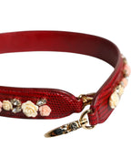 Dolce & Gabbana Red Leather Floral Embellish Bag Shoulder Strap - Zeiniez