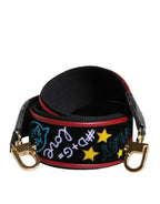 Dolce & Gabbana Black Cotton Printed Bag Shoulder Strap - Zeiniez