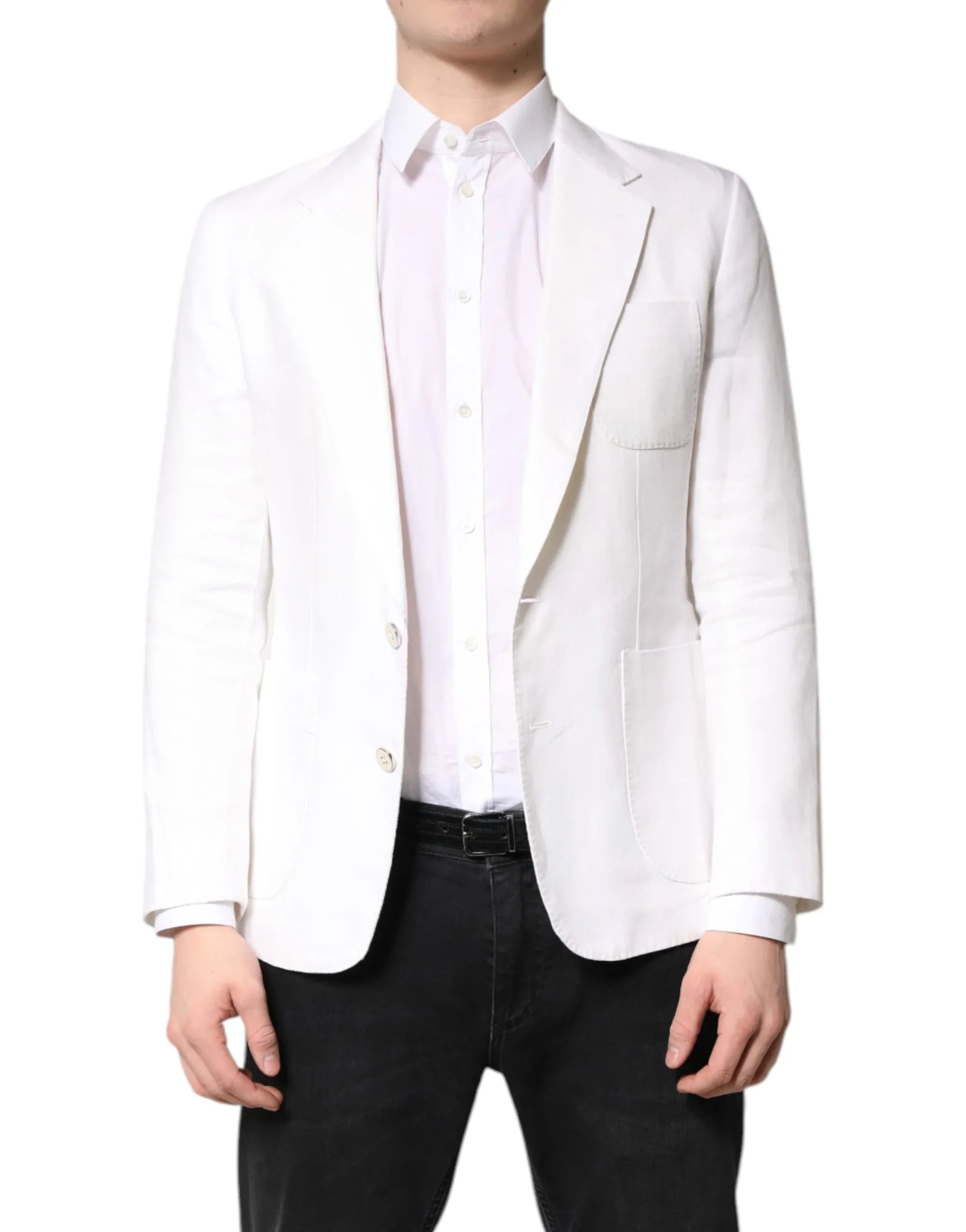 Dolce & Gabbana White Single Breasted Men Coat Blazer Suit - Zeiniez