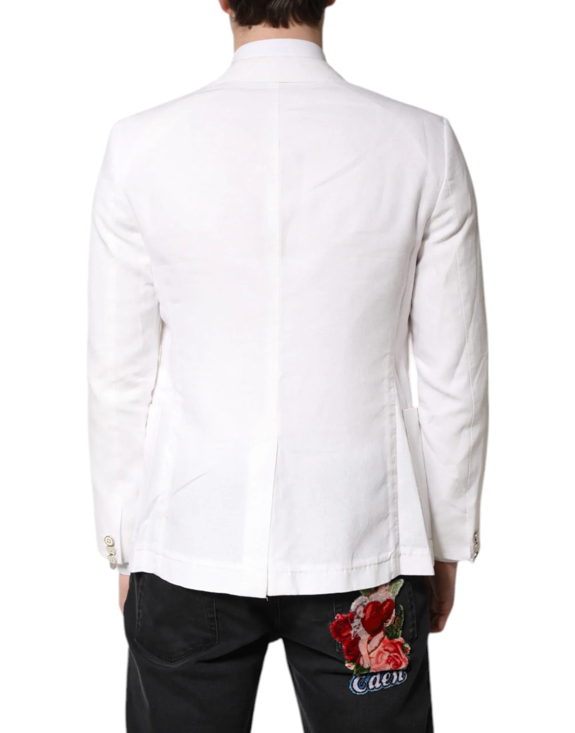Dolce & Gabbana White Single Breasted Men Coat Blazer Suit - Zeiniez