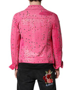 Dolce & Gabbana Pink Crystal Embellished Cotton Denim Jacket - Zeiniez