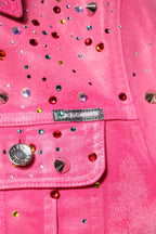 Dolce & Gabbana Pink Crystal Embellished Cotton Denim Jacket - Zeiniez