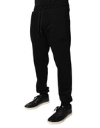 Dolce & Gabbana Black Cotton Mid Waist Jogger Sweatpants Pants - Zeiniez