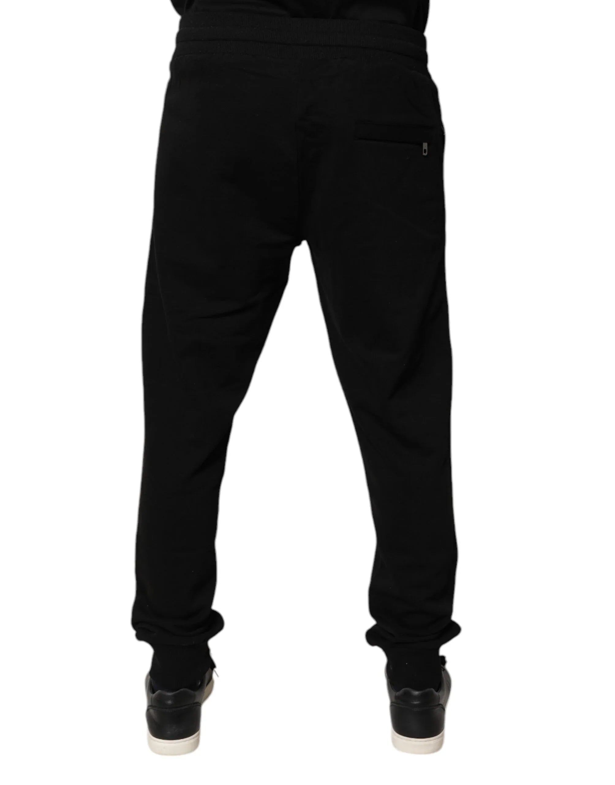 Dolce & Gabbana Black Cotton Mid Waist Jogger Sweatpants Pants - Zeiniez